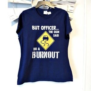 Port Company Burnout T-Shirt Funny Tee Navy Blue Women's Size Large